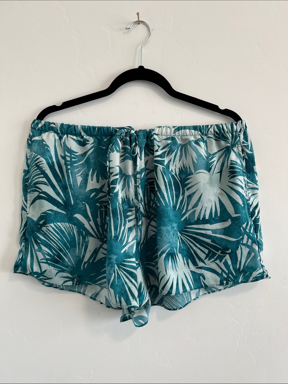 Women's Teal Palm Print Sleep Shorts XL